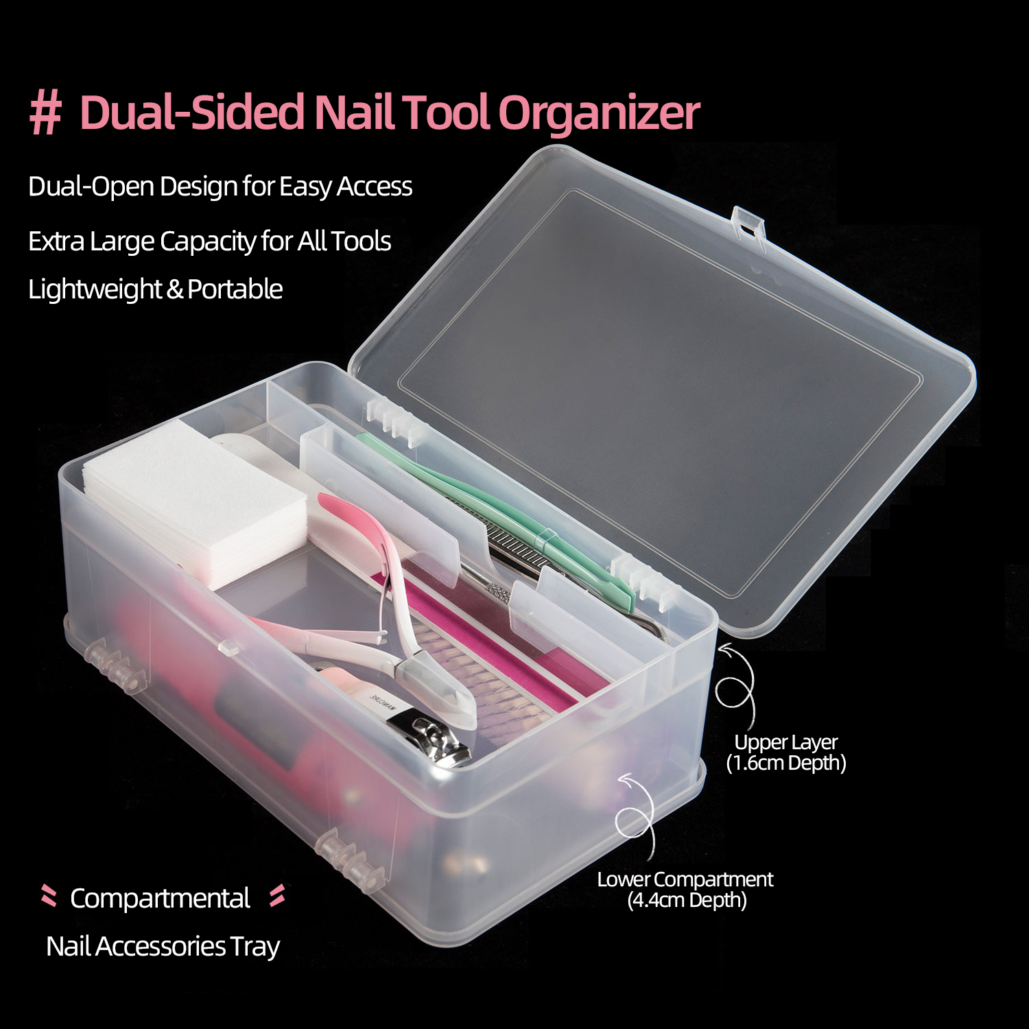 Dual-Open 2-Tier Super Capacit - огляд і ціна Nail Fan Brush