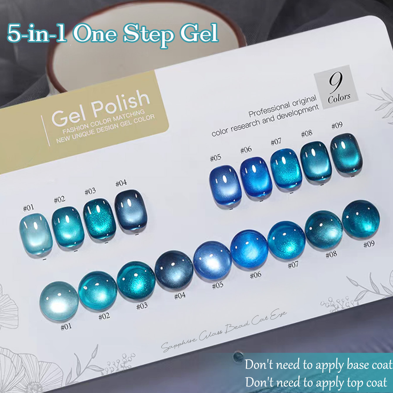 1pcs SHAKA Sapphire Glass Bead - огляд і ціна Nail Art Ice Blue