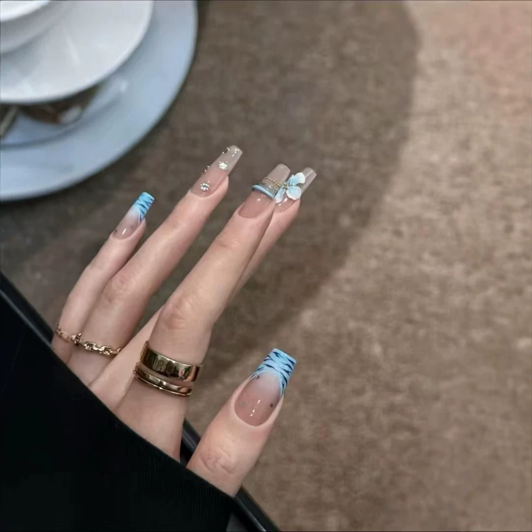10pcs Handmade Middle Press On - огляд і ціна Nail Art Zebra Design