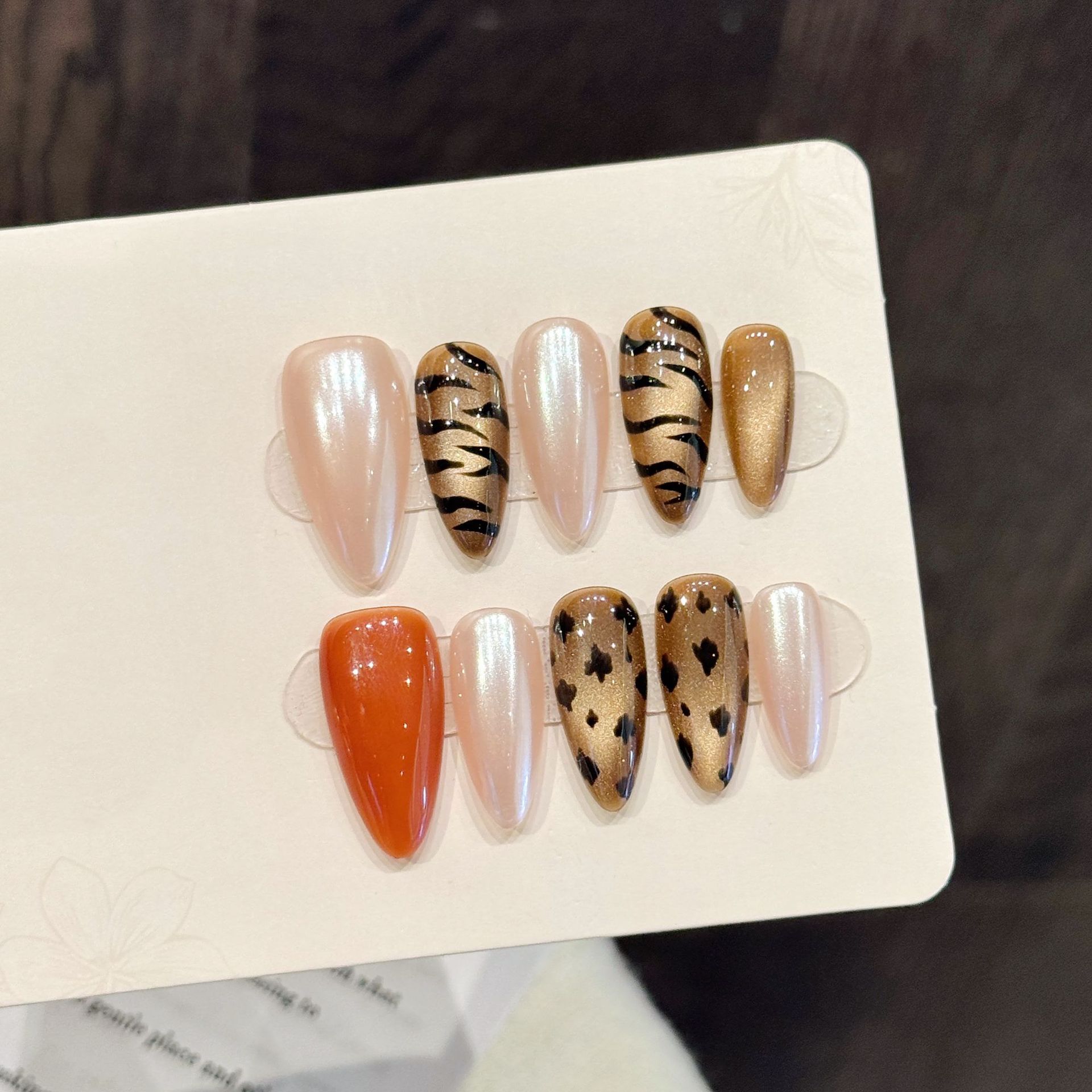 10pcs Handmade Almond Press On - огляд і ціна Nail Art Zebra Design
