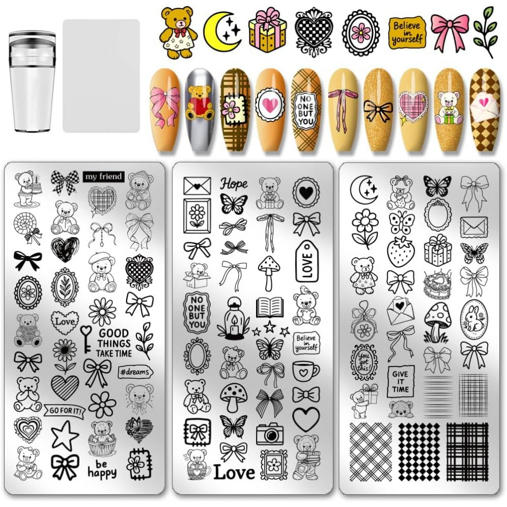 3pcs Cute Bear Nail Stamping P - огляд і ціна Nail Art Love