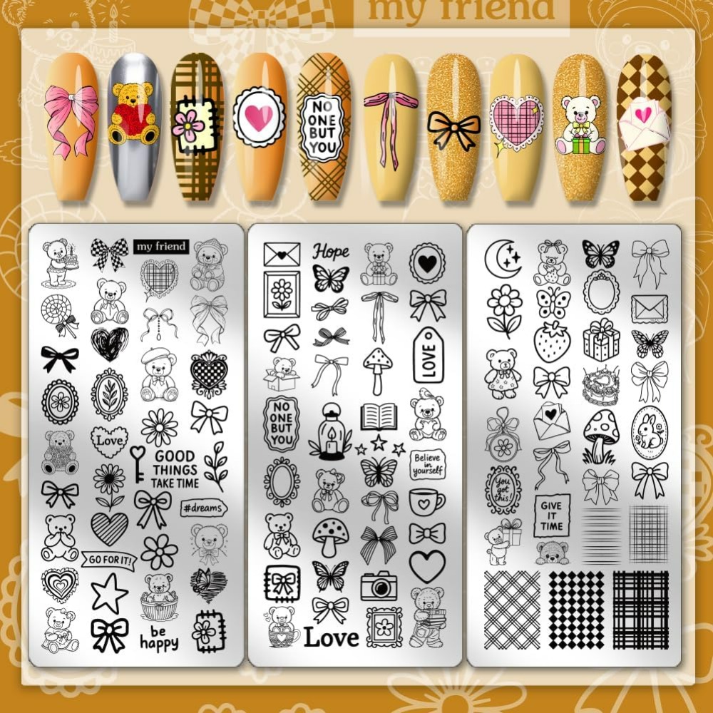3pcs Cute Bear Nail Stamping P - огляд і ціна Nail Art Love
