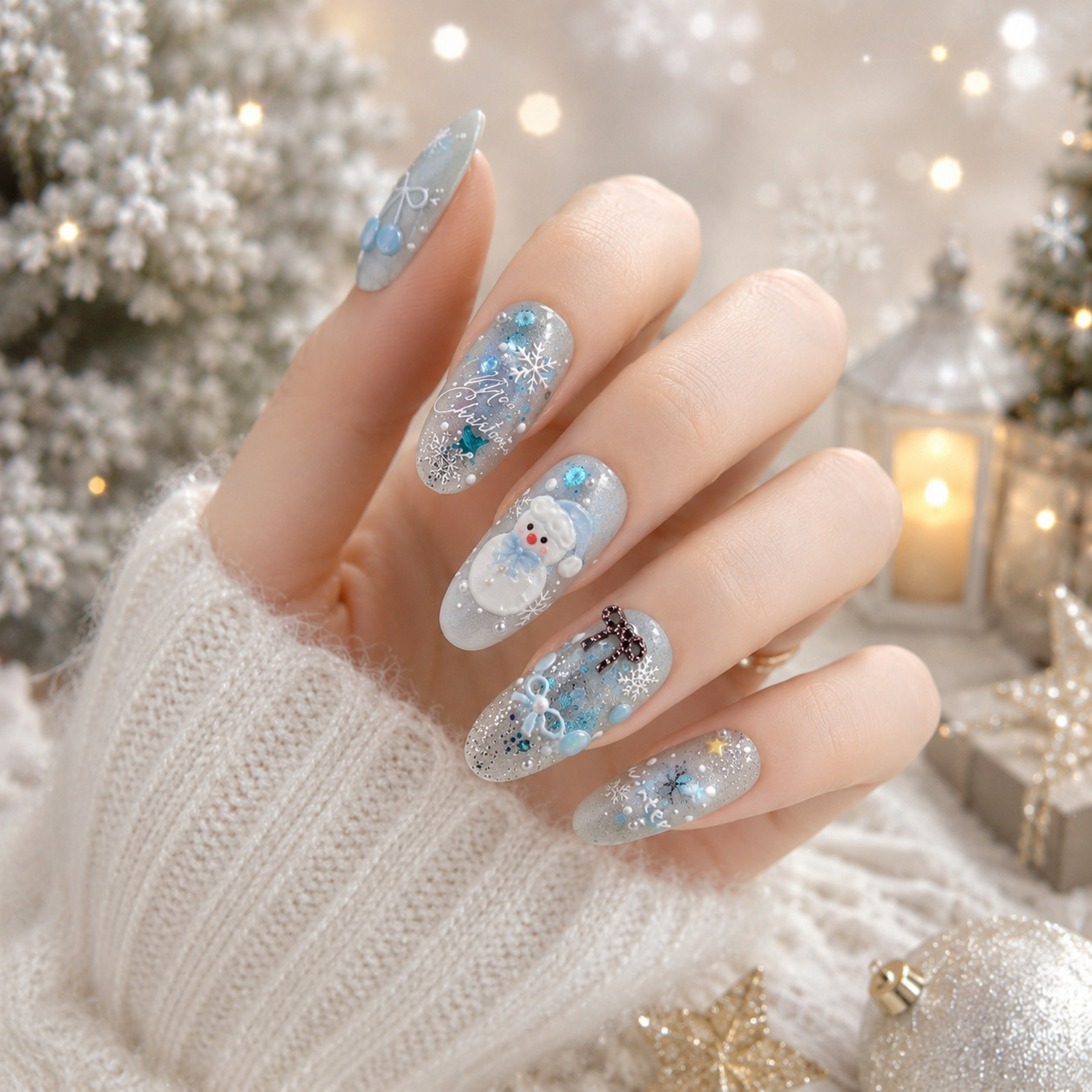 Christmas Nail Sticker Winter  - огляд і ціна Nail Art Ice Blue