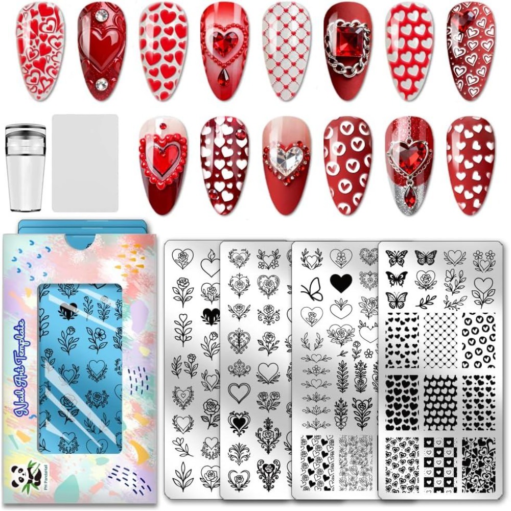4pcs Heart Nail Stamping Plate - огляд і ціна Nail Art Love