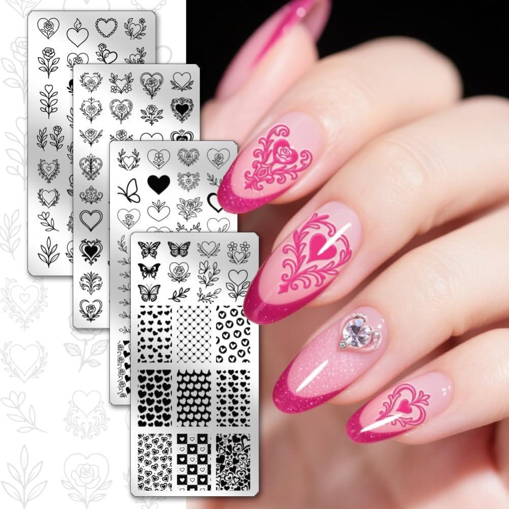 4pcs Heart Nail Stamping Plate - огляд і ціна Nail Art Love