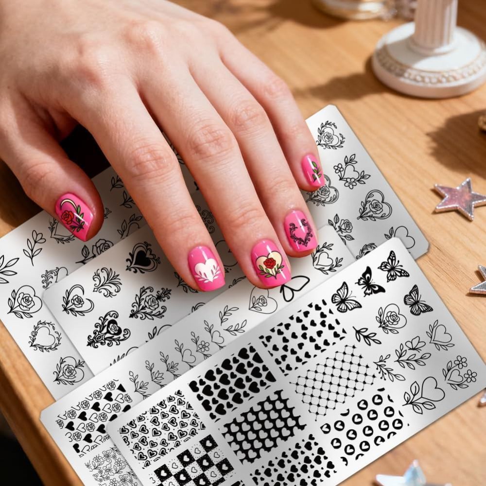 4pcs Heart Nail Stamping Plate - огляд і ціна Nail Art Love
