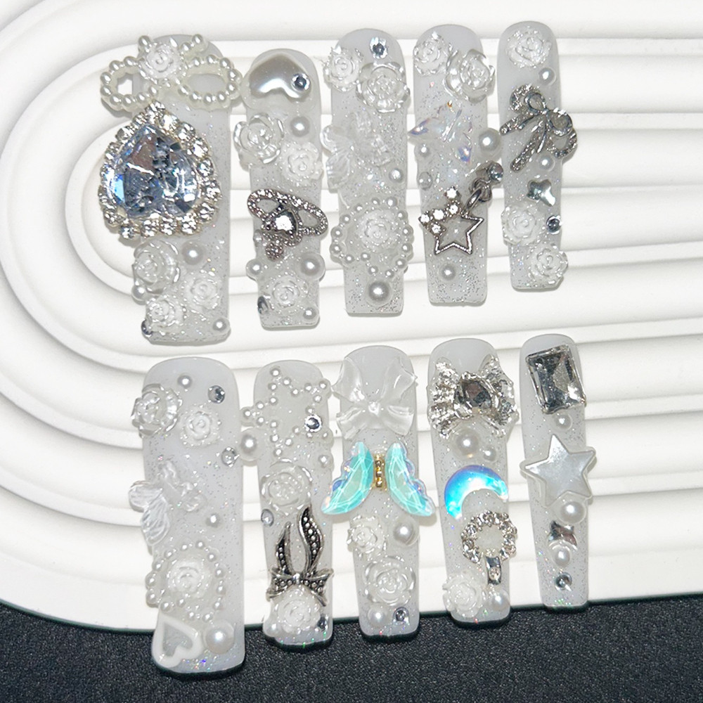 10PCS Cute Jirai Kei White Han - огляд і ціна Nail Art Love