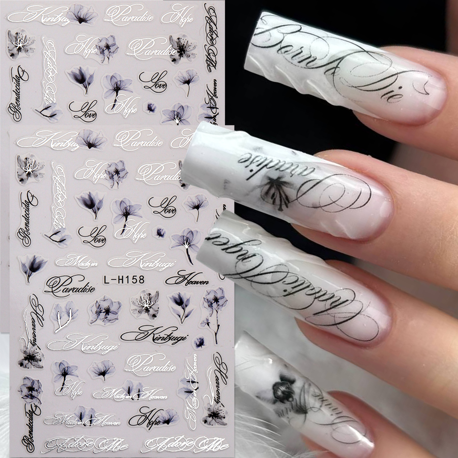 Ink Floral With English Script - огляд і ціна Nail Art Quotes