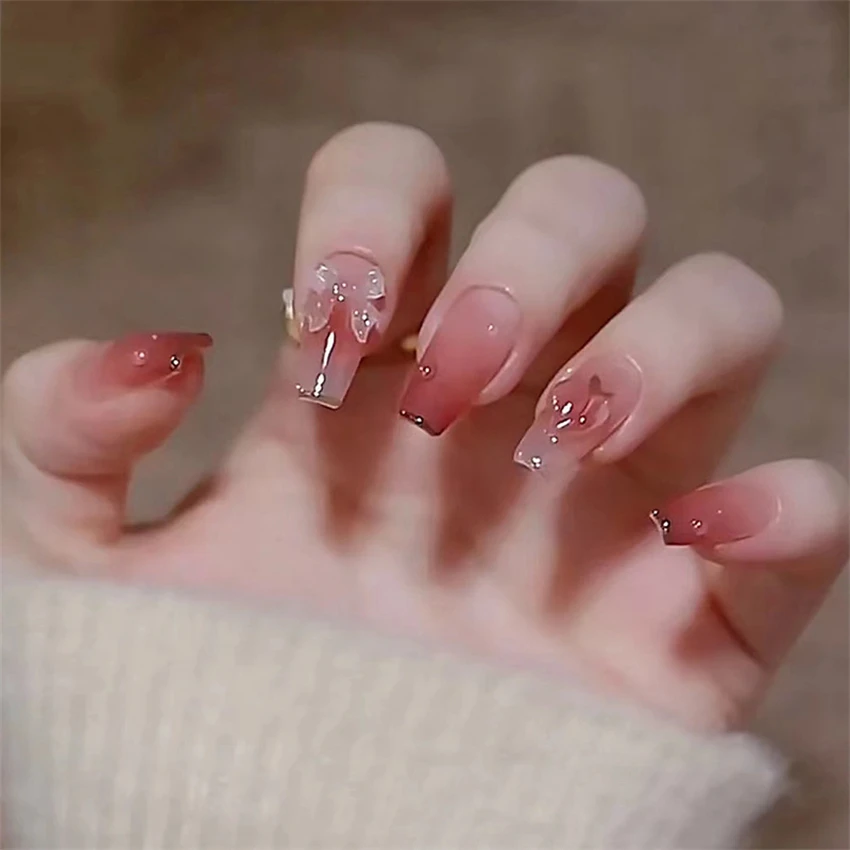 24Pcs/Set Fake Nails Art Bow P - огляд і ціна Nail Art Love