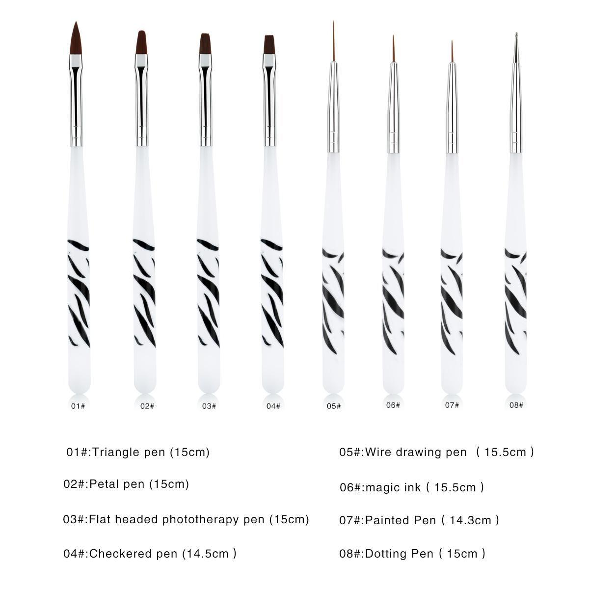 Zebra Handle Nail Brush Set Fo - огляд і ціна Nail Art Zebra Design