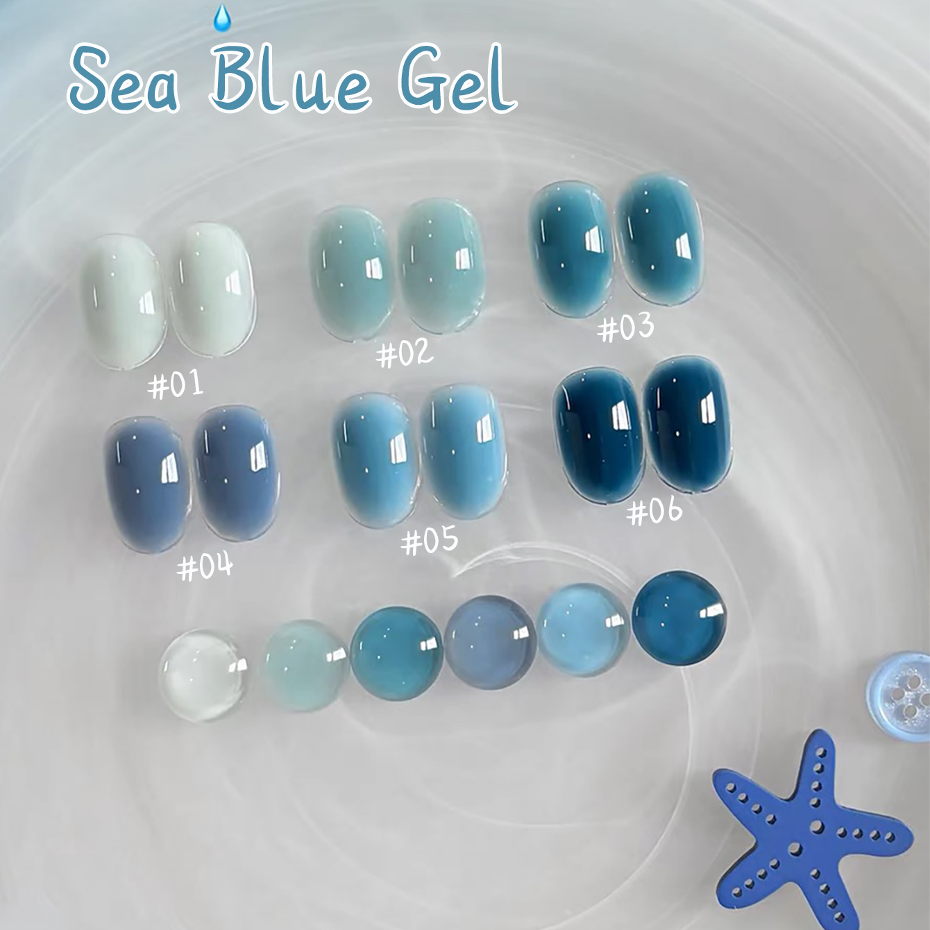 1-10pcs WS Ice Transparent Blu - огляд і ціна Nail Art Ice Blue